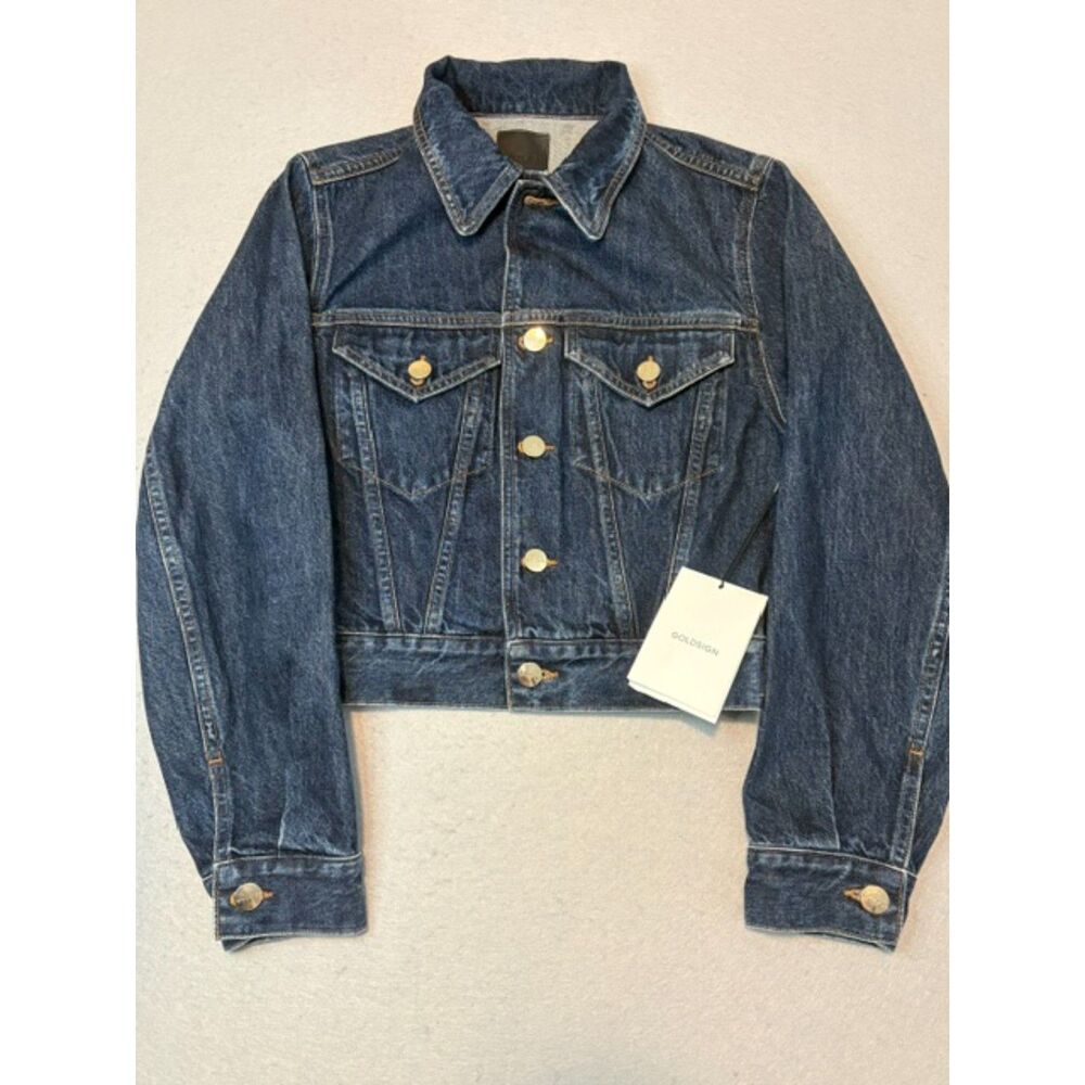Goldsign Tagore Denim Jean Jacket Womens Small Pockets Trucker Sample NWOT
